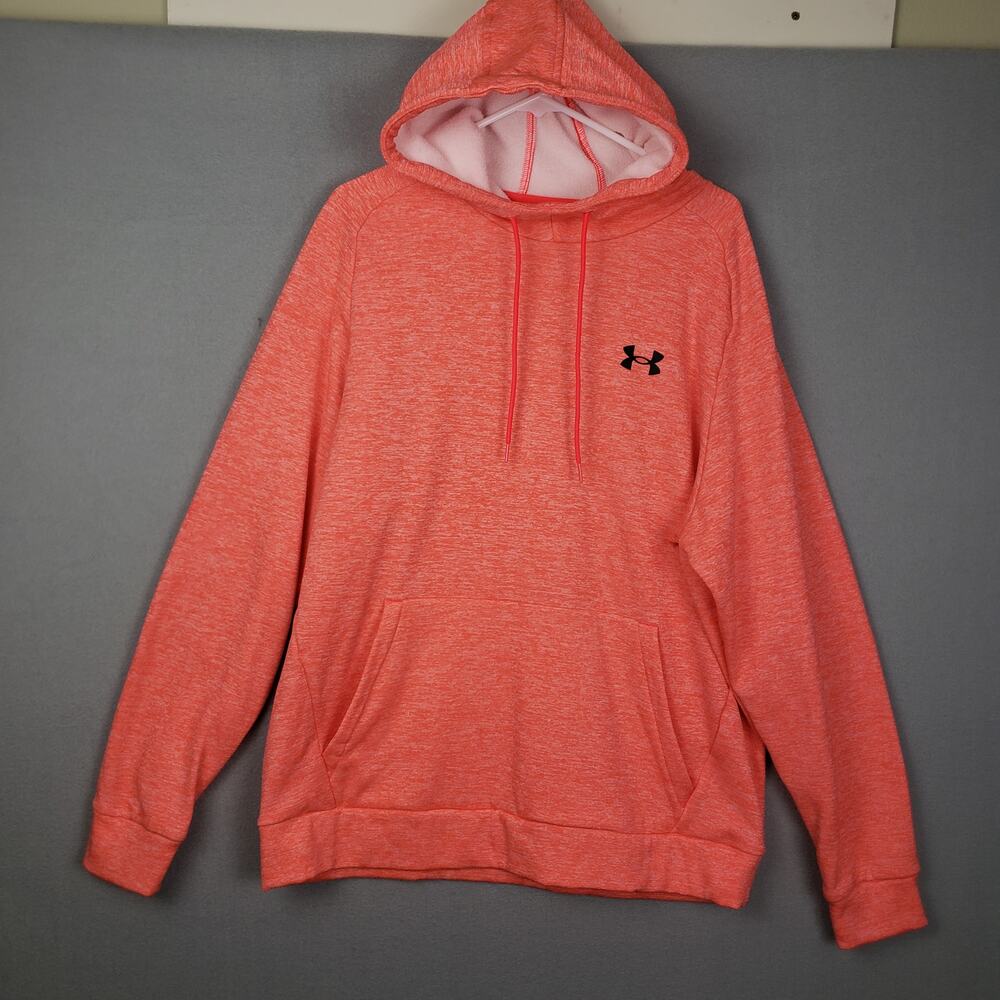 Under Armour Men's XL Logo Hoodie Sweatshirt Orange Heathered Marl Sporty Casual